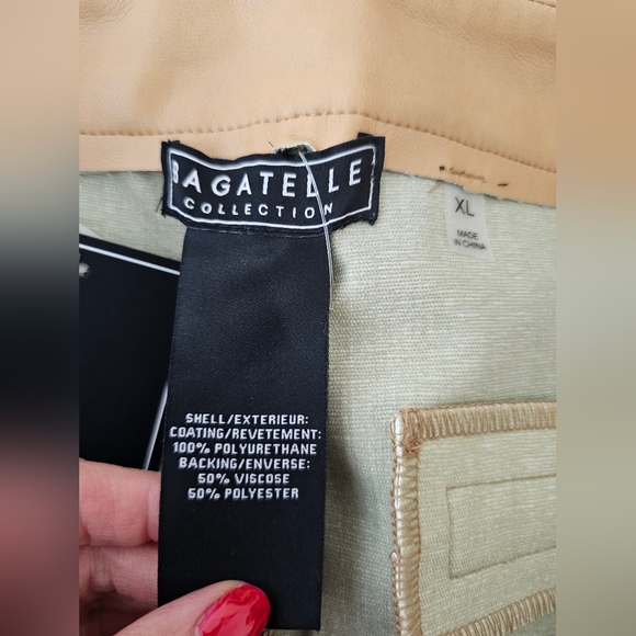 Bagatelle Faux Leather Straight or Wide Leg Pants Tan Size XL NWT - Picture 6 of 11